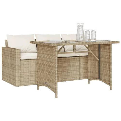 vidaXL vidaXL 2 Piece Garden Dining Set with Cushions Beige Poly Rattan - Garden Set