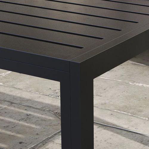 Outsunny Outdoor Side Table Garden Table with Steel Frame and Slat Top Black by Outsunny