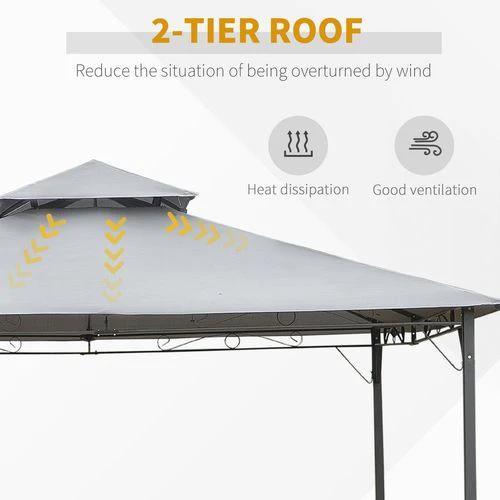 Outsunny 3x3(m) Outdoor Patio Gazebo Steel Canopy Tent Pavilion 2-Tier Roof Top - Gazebos