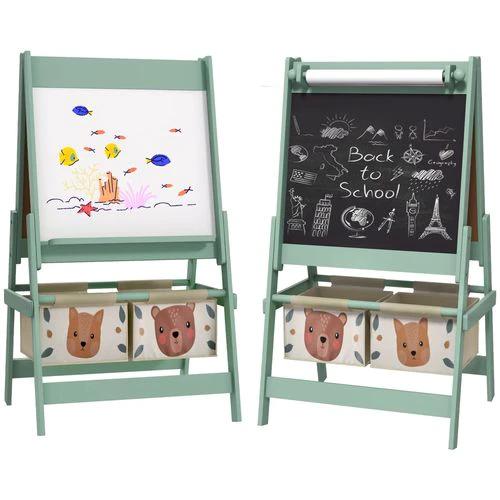 AIYAPLAY Kids Easel Compact Three In One Chalkboard Whiteboard Paper Roll Storage For Children Green by AIYAPLAY