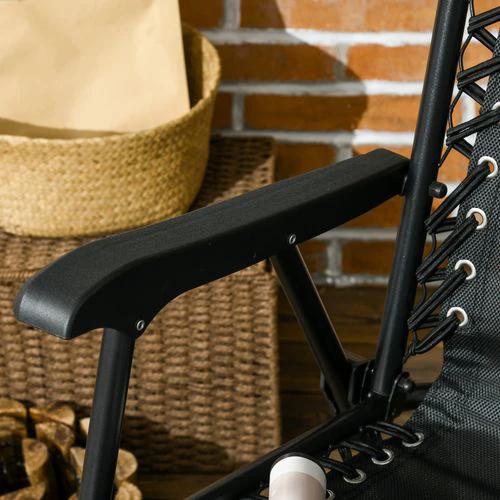 Outsunny Outsunny 2Pcs Outdoor Patio Folding Chairs, Portable Garden Loungers Black -