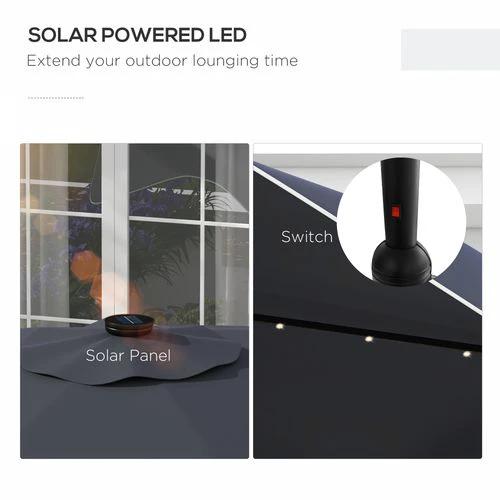 Outsunny Garden Parasol Umbrella with LED Lights and Tilt, Table Umbrella by Outsunny