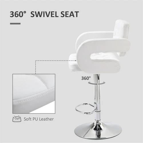 N/A Adjustable Faux Leather Bar Stool with 63.5 to 83.5cm Height and 360° Swivel for Stylish Home or Office Use -