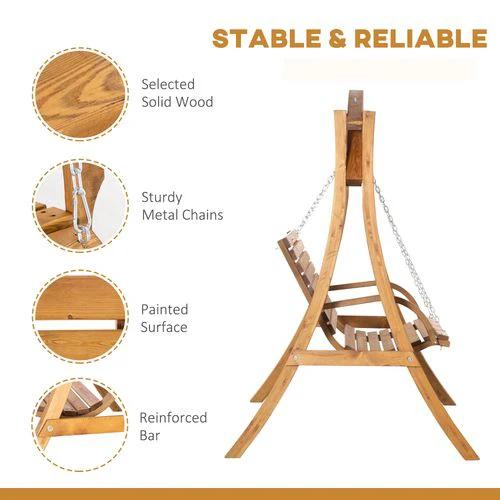Outsunny 2 Seater Garden Swing Seat Swing Chair, Outdoor Wooden Swing Bench Seat by Outsunny