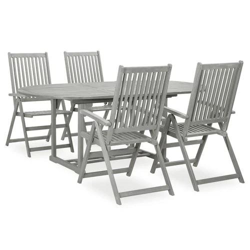 vidaXL vidaXL 5 Piece Garden Dining Set Solid Acacia Wood Grey - Garden Set
