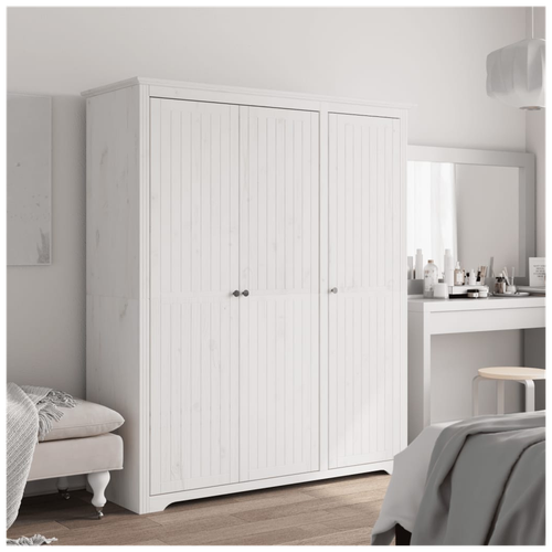 vidaXL Wardrobe BODO White 151.5x52x176.5 cm Solid Wood Pine by vidaXL