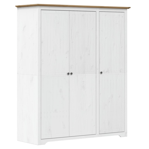vidaXL Wardrobe BODO White and Brown 151.5x52x176.5cm Solid Wood Pine by vidaXL