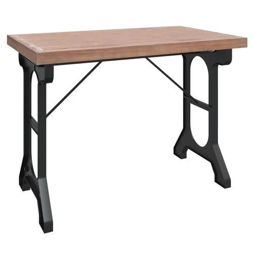 vidaXL Dining Table 110x65x82 cm Solid Wood Fir and Iron - Dining Table