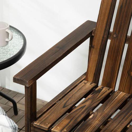 Outsunny Outdoor Wooden Bench for Two People, Patio Loveseat Chair with Slatted Backrest - Garden Chairs