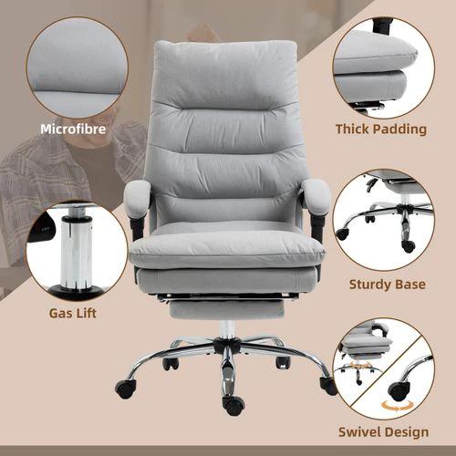 Vinsetto Microfibre Vibration Massage Office Chair with Heat, Footrest, Grey by Vinsetto