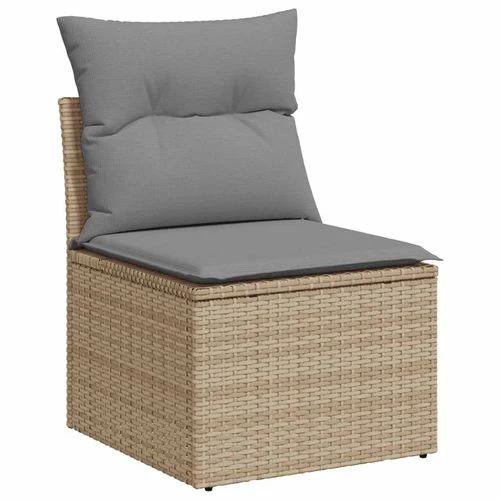 vidaXL 4 Piece Garden Sofa Set with Cushions Beige Poly Rattan Acacia by vidaXL