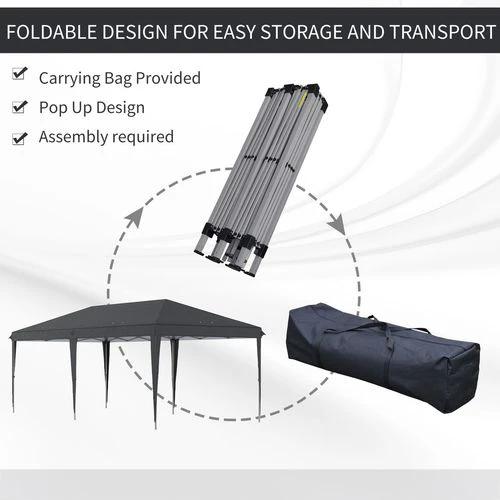 Outsunny 3 x 6 m Pop Up Gazebo Patio Party Event Heavy Duty Canopy Black - Gazebos