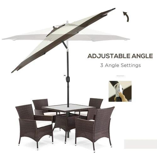 Outsunny 2.7m Garden Parasol Umbrella with 8 Metal Ribs, Tilt and Crank, Coffee by Outsunny