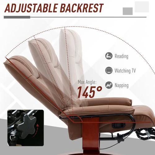 HOMCOM Ergonomic Office Recliner Sofa Chair PU Leather Armchair Lounger Brown by HOMCOM