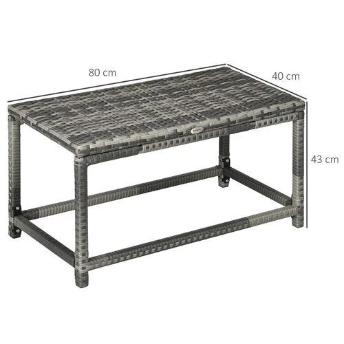 Outdoor Coffee Table w/ Plastic Board Under the Full Woven Table Top, Grey by Outsunny