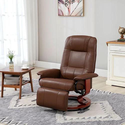 HOMCOM Ergonomic Office Recliner Sofa Chair PU Leather Armchair Lounger Brown by HOMCOM