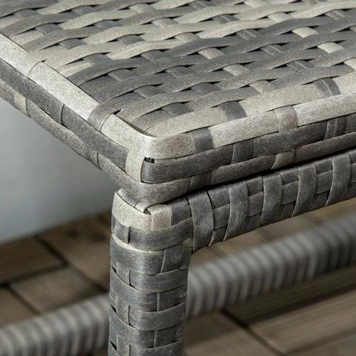 Outdoor Coffee Table w/ Plastic Board Under the Full Woven Table Top, Grey by Outsunny