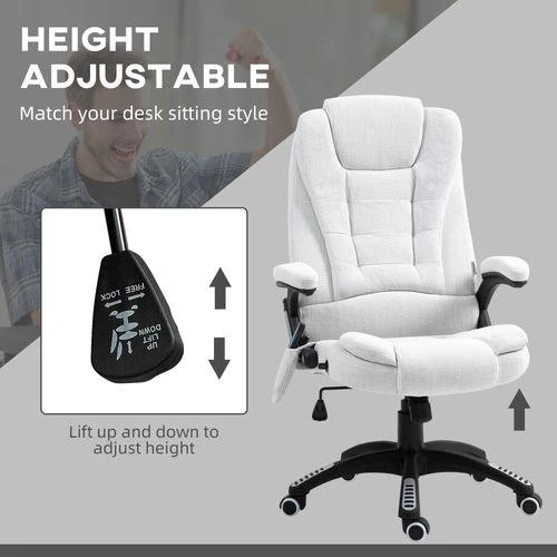 Vinsetto Vinsetto Office Chair w/ Heating Massage Points Relaxing Reclining Cream White - Uncategorized Office Chair