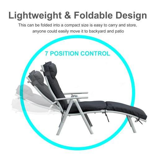 Steel Frame Outdoor Garden Padded Sun Lounger w/ Pillow Black by Outsunny