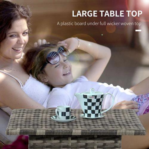 Outsunny PE Rattan Outdoor Coffee Table, Rattan Side Table for Patio, Garden, Mixed Grey - Garden Table
