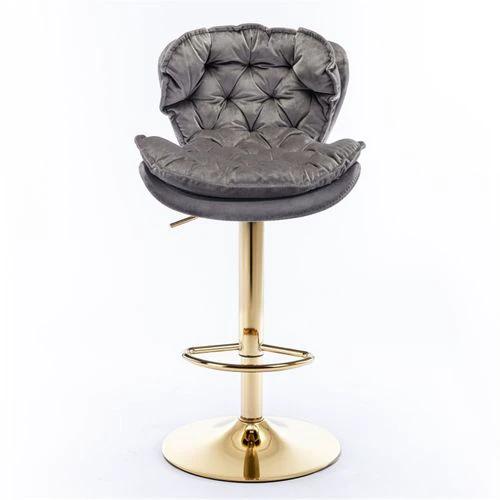 N/A Luxurious Velvet Bar Stool with Adjustable Height and 360° Rotatable Seat for Stylish Home Entertaining - Bar Stool