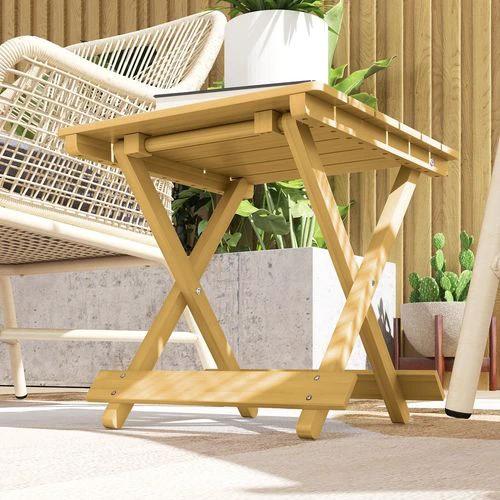 Outsunny Wooden Folding Garden Table, Folding Side Table, Nature Wood Finish by Outsunny