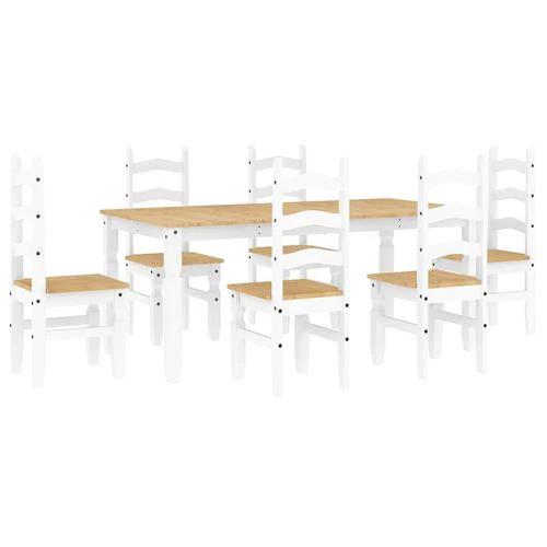 vidaXL vidaXL 7 Piece Dining Set Panama White Solid Wood Pine - Dining Set