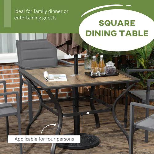 Outsunny Outsunny Garden Table with Parasol Hole w/ PC Board Tabletop for 4 Persons - Garden Table