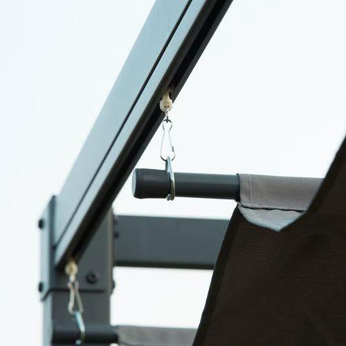 Outsunny Metal Pergola Gazebo Patio Sun Shelter Grape Tent Retractable Canopy Grey - Gazebos