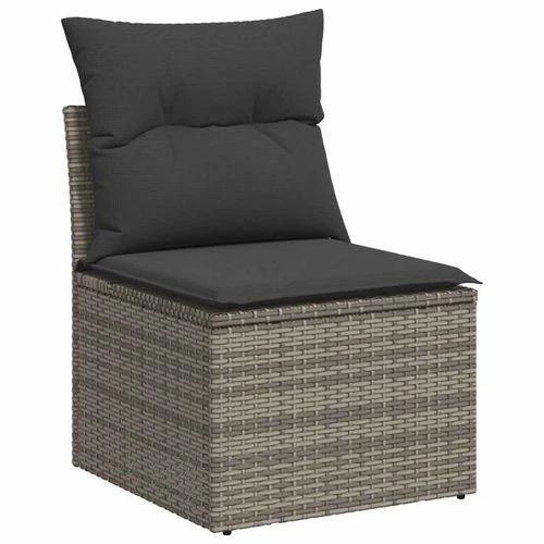 vidaXL vidaXL 7 Piece Garden Sofa Set with Cushions Grey Poly Rattan Acacia - Garden Sofa Sets