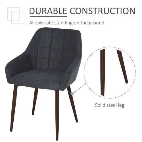 Stylish Dark Grey Dining Chairs Set of Two with Armrests and High Back for Modern Living Spaces by N/A