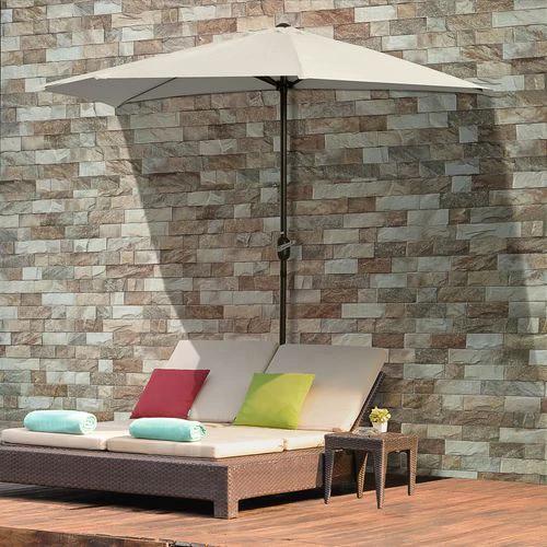 Outsunny Outsunny 3 m Half Round Umbrella Parasol-White - Parasol