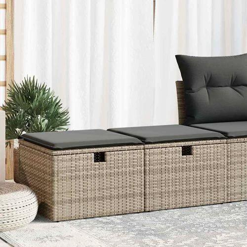vidaXL vidaXL 2 Piece Garden Sofa Set with Cushions Grey Poly Rattan Acacia - Garden Sofa Sets