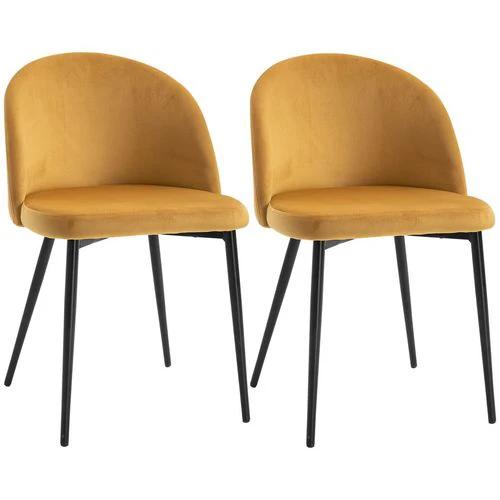 2 Pieces Modern Upholstered Fabric Bucket Seat Dining Chairs Living Room Yellow by HOMCOM