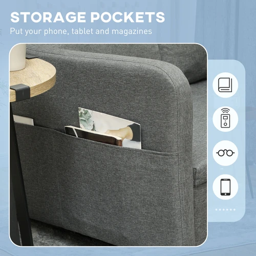 HOMCOM Pull Out Sofa Bed with Storage Pockets and Removable Covers for Compact Living Spaces by HOMCOM
