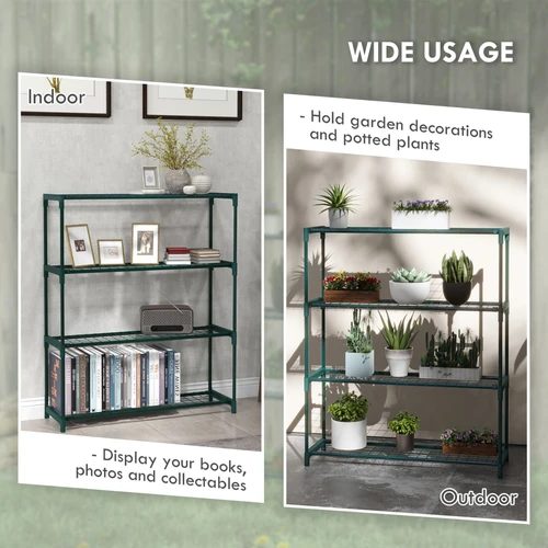 Outsunny 4-Tier Plant Stand with Grid Shelves for Indoor and Outdoor Floral Display by Outsunny