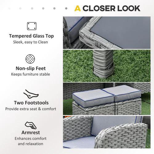 6 PCS Patio Rattan Dining Table Sets All Weather PE Wicker Sofa Furniture Set by Outsunny
