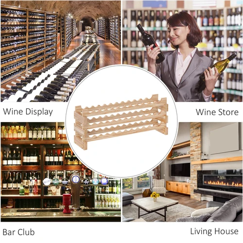 HOMCOM 36 Bottle Wine Rack with Wave Shelves and Modular Design for Wine Enthusiasts by HOMCOM