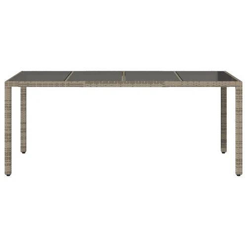 vidaXL Garden Table with Glass Top Grey 190x90x75 cm Poly Rattan by vidaXL