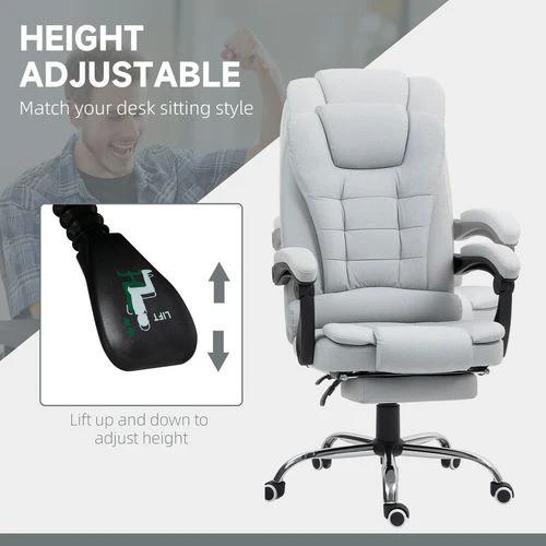 HOMCOM Executive Office Chair Swivel Chair with Footrest Light Grey -
