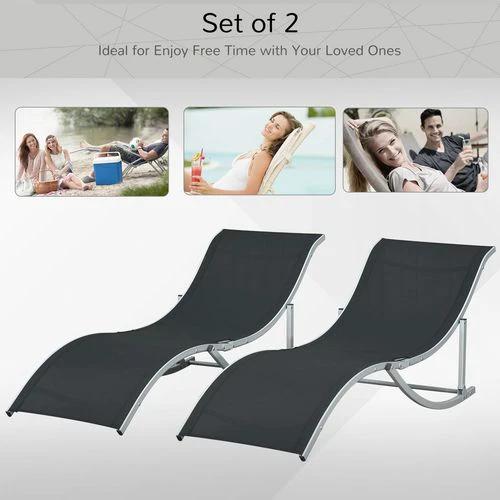 Outsunny Set of 2 Zero Gravity Lounge Chair Recliners Sun Lounger Black by Outsunny