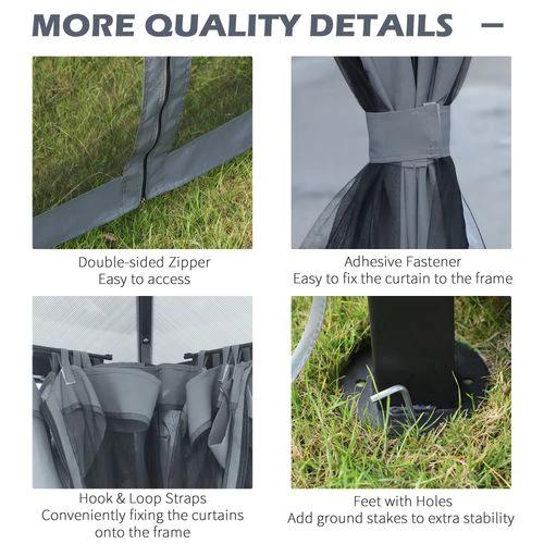 Outsunny 3 x 3.6m Hardtop Gazebo with Aluminium Frame and Curtains by Outsunny