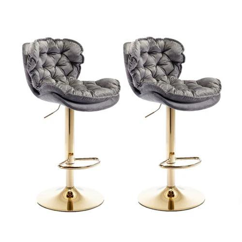 N/A Luxurious Velvet Bar Stool with Adjustable Height and 360° Rotatable Seat for Stylish Home Entertaining - Bar Stool