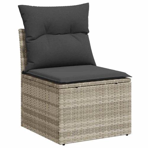 vidaXL vidaXL 4 Piece Garden Sofa Set with Cushions Light Grey Poly Rattan Acacia - Garden Sofa Sets