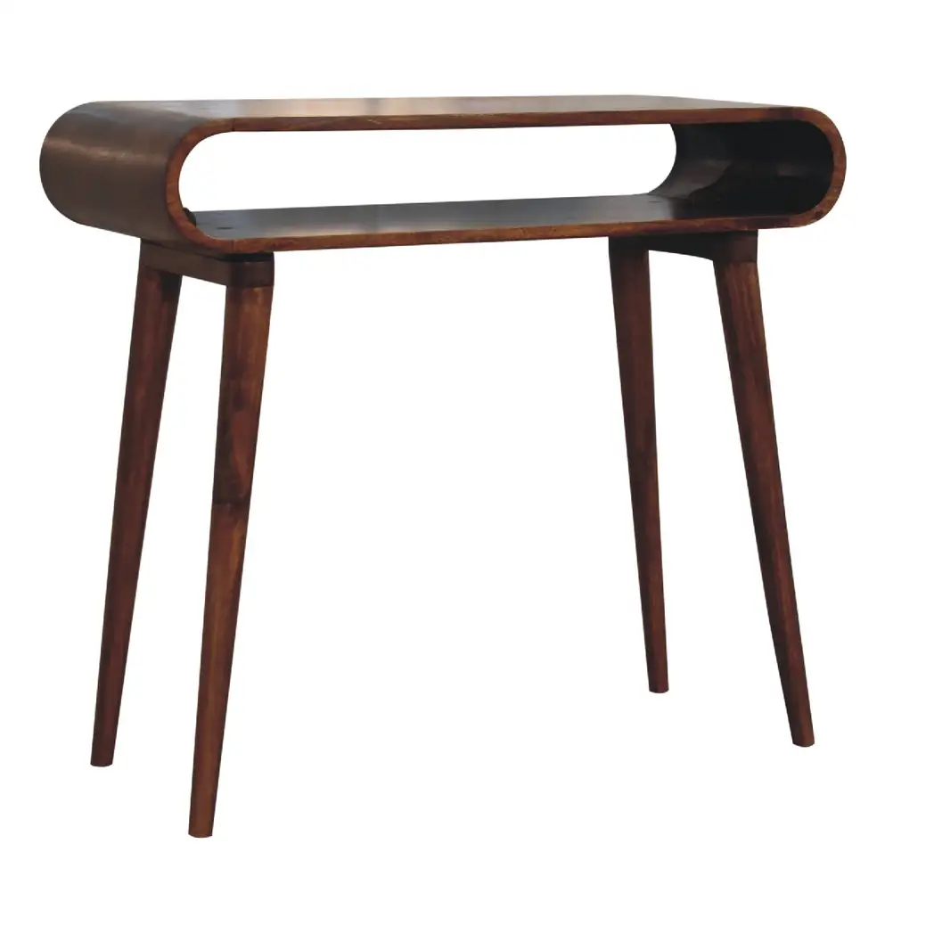 Artisan Furniture Artisan Furniture Solid Wood Amaya Nordic Style Console Table, 1 Shelf, Dark Brown - Console Table