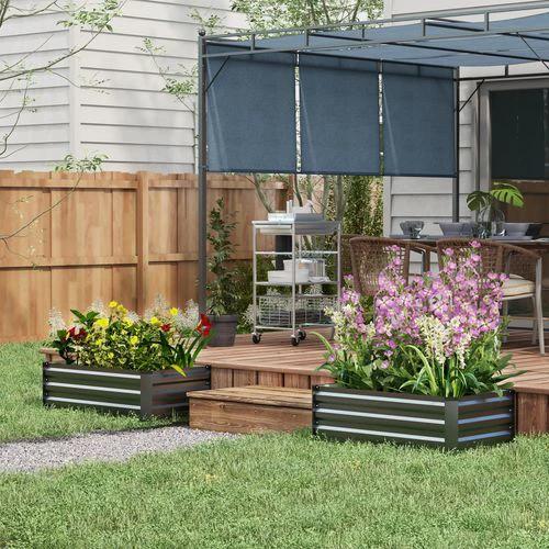 Outsunny Set of 2 Galvanised Raised Garden Bed for Flowers, Herbs and Vegetables by Outsunny