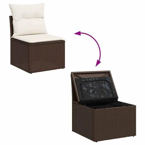 vidaXL vidaXL 4 Piece Garden Sofa Set with Cushions Brown Poly Rattan Acacia - Garden Sofa Sets