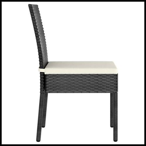 vidaXL vidaXL 3 Piece Outdoor Dining Set with Cushions Poly Rattan Black - Garden Set
