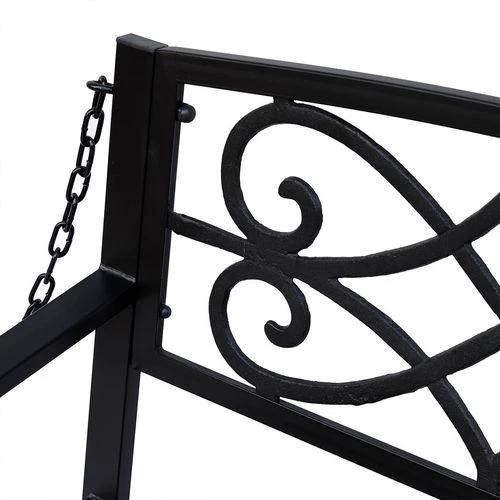 Steel Fleur-de-Lis Design Porch Swing Seat Bench with Chains by Outsunny