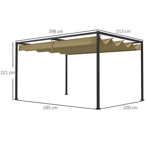 Outsunny 3x2m Metal Pergola Gazebo Patio Sun Shelter Retractable Canopy Khaki by Outsunny